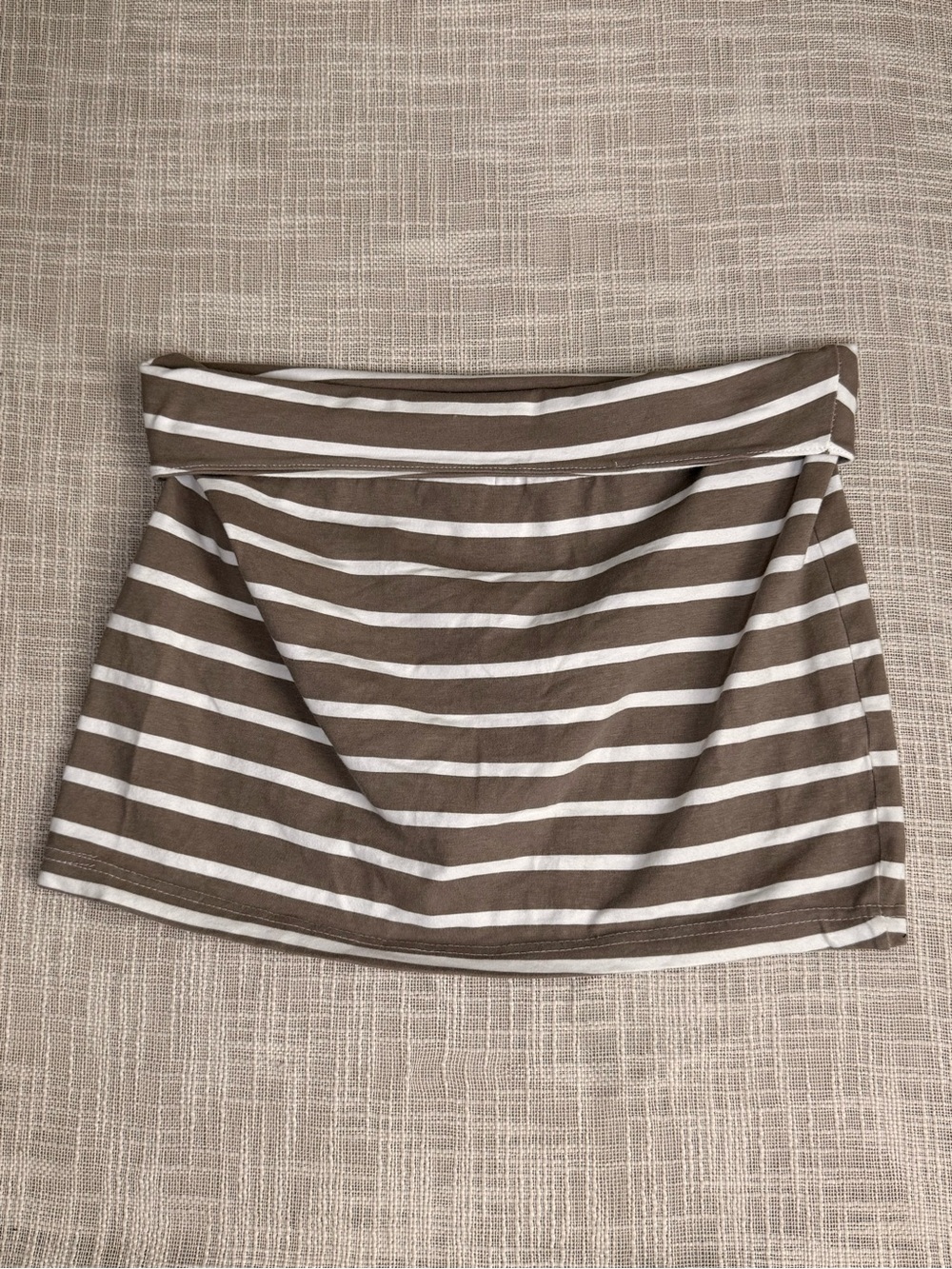 Beach Time Brown White Striped Fold Over Mini Skirt Size 6/8 Y2K